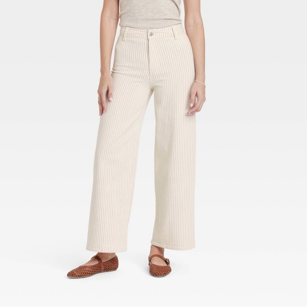 Universal Thread Cream Striped Wide Leg Jeans